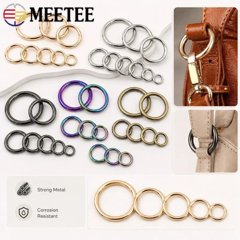5/10Pcs 15-50mm Metal O Ring Buckles Round Strap Links for Handbag Handle Pet Collar Leash Belt Keychain Leathercraft Hardware