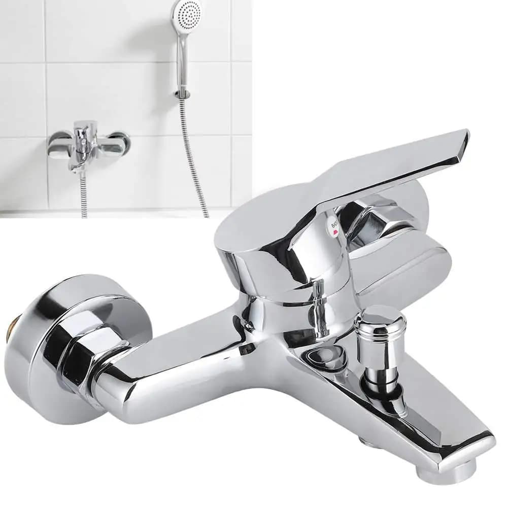 Set Rubinetto Doccia Miscelatore Bagno Tre Pezzi con Sistema Acqua Calda e Fredda a Tre Vie per Vasca