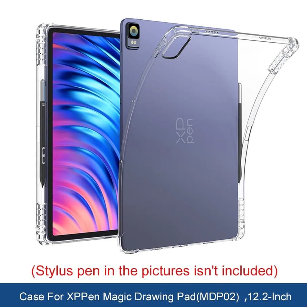 Clear Case For XPPen Magic Drawing Pad,MDP02,12.2"inch Smart Tablet Case Cover Pencil Holder TPU Cover with 4 Shockproof Airbags