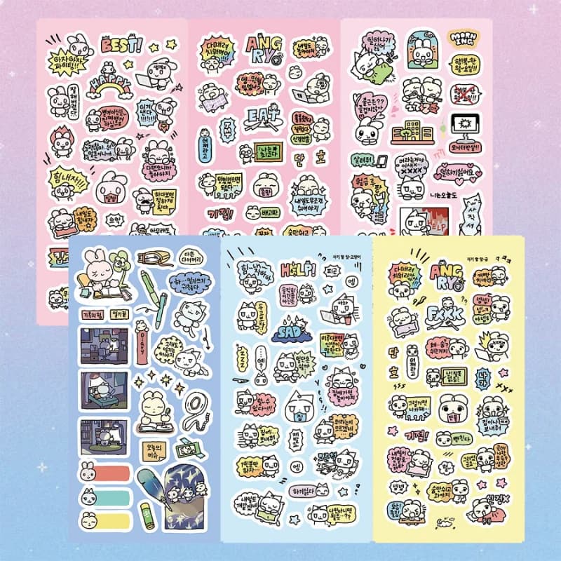 Cartoon Laser Cute Graffiti Coreano Coniglio Gatto Adesivi Conto a mano Diario Notebook Planner Scrapbook Adesivi decorativi fai da te