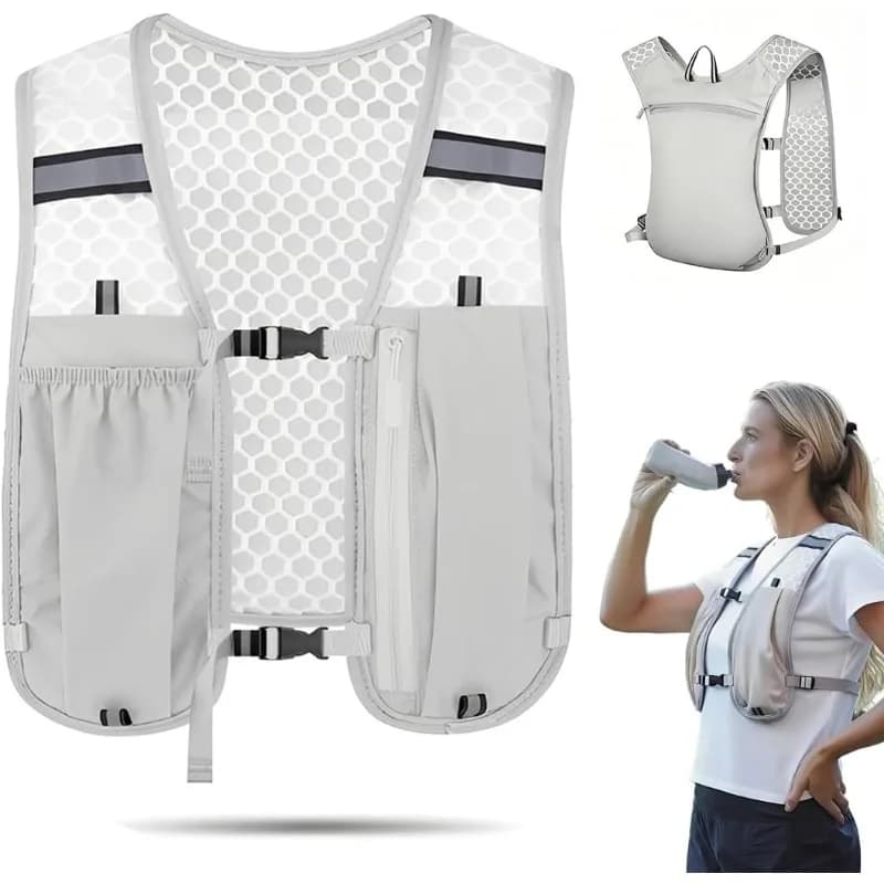 Reflective Hydration Water Chest Pack Outdoor Running Water Bottle Storage Vest Lightweight Running Vest with Phone Holder Vest