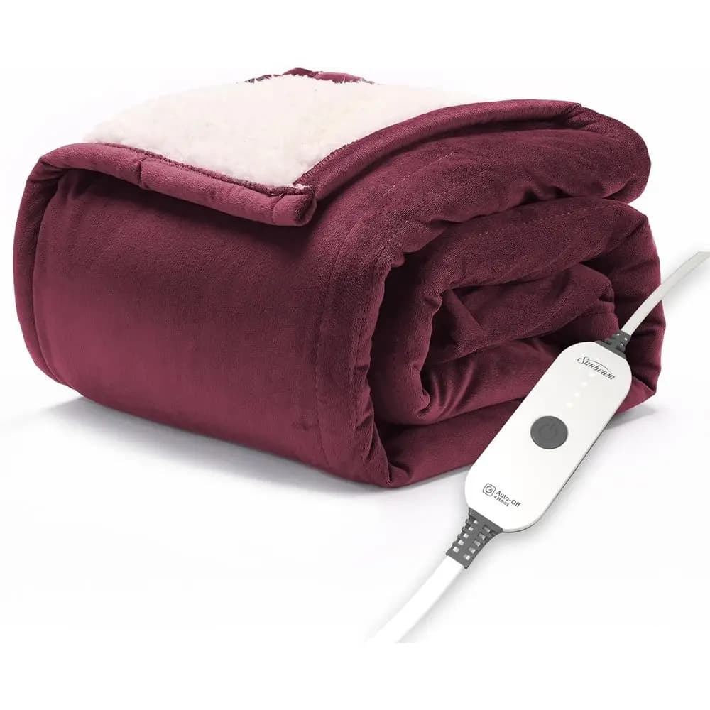 Coperta Elettrica in Visone Reale e Sherpa, 4 Impostazioni di Calore, Spegnimento Automatico 4 Ore, Riscaldamento Rapido, Lussuosa e Ultra Confortevole, Cab