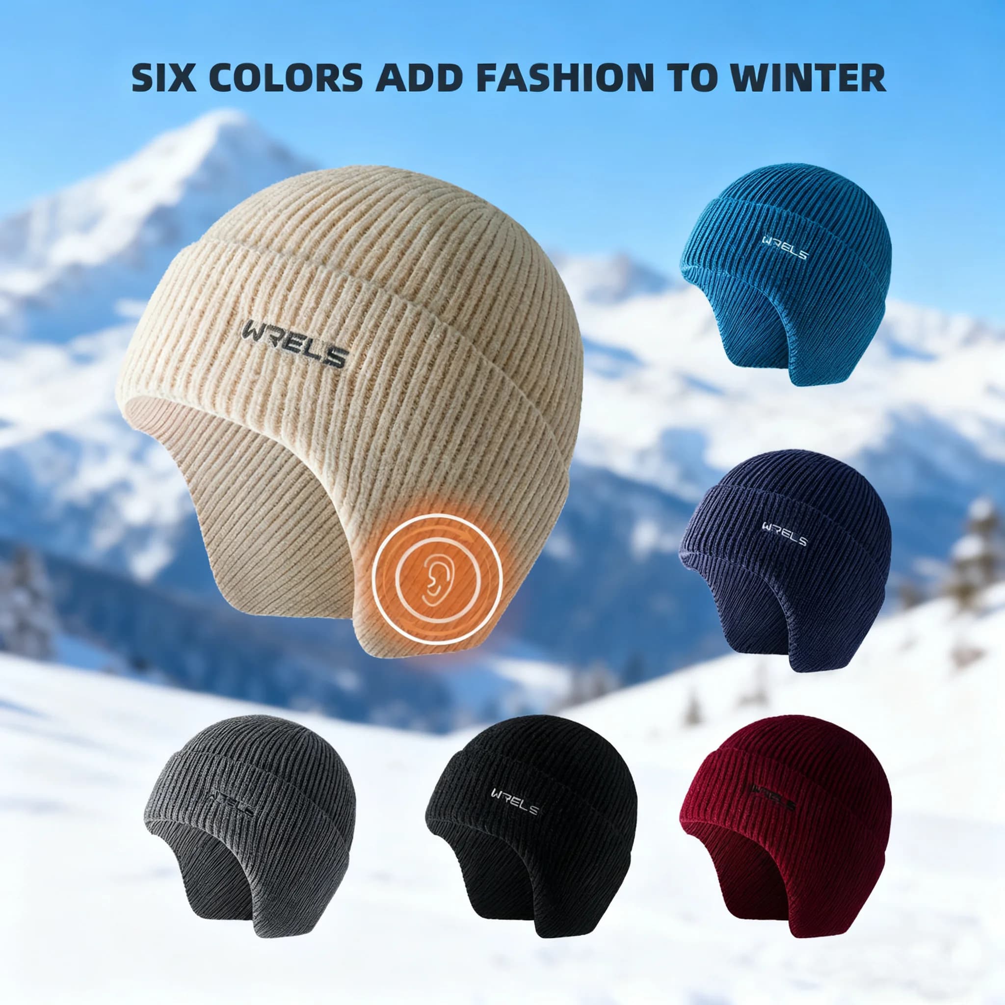 WRELS Berretto con paraorecchie Cappello da corsa lavorato a maglia antivento ispessito Berretto da corsa unisex caldo a prova di freddo Protezione per le orecchie Cappello da sci da ciclismo all'aperto