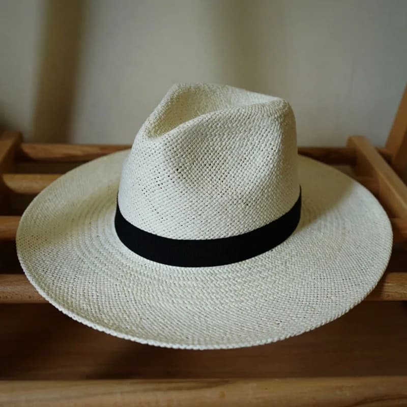 White Panama Hats Summer Fedora Hat for Men Women Sun Hats Wedding Party Hat with Ribbon Band