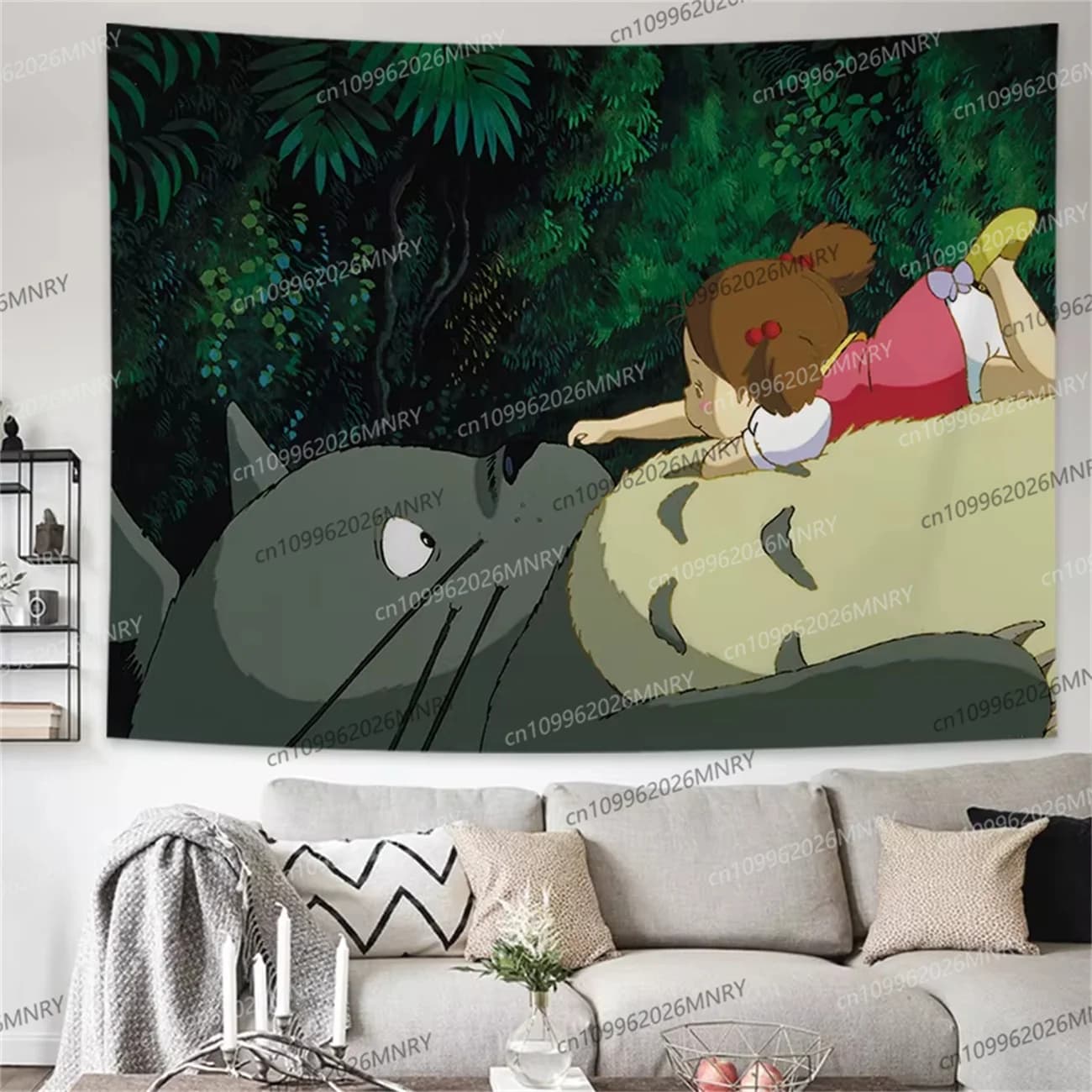 Hayao Miyazaki Totoro Background Cloth Ins Hanging Cloth Anime Hanging Paint Wall Bedhead Tapestry Dormitory Wall Cloth Tapestry