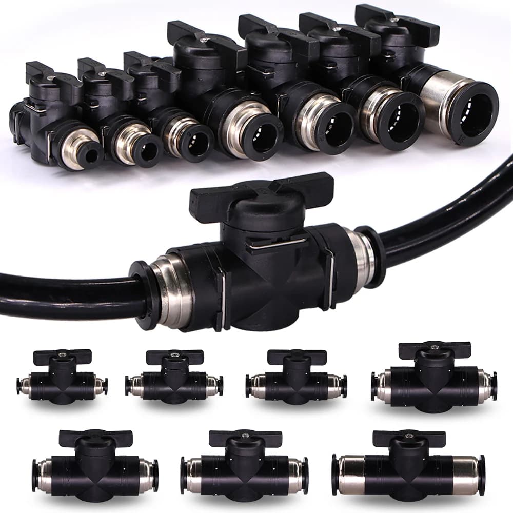1PCS 4-16 millimetri Valvola A Sfera Adattatore Tubo Flessibile Slip Lock Inserto Rapido Connettore di Sgancio Spegnimento Arresto Acqua Tubo Pneumatico raccordi in Rame