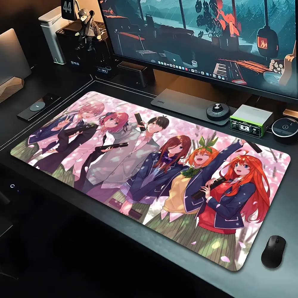Tappetino per mouse anime The Q-quintessential Quintuplets, tappetino per mouse grande da gioco con bordi rinforzati, tappetino per tastiera e scrivania per computer