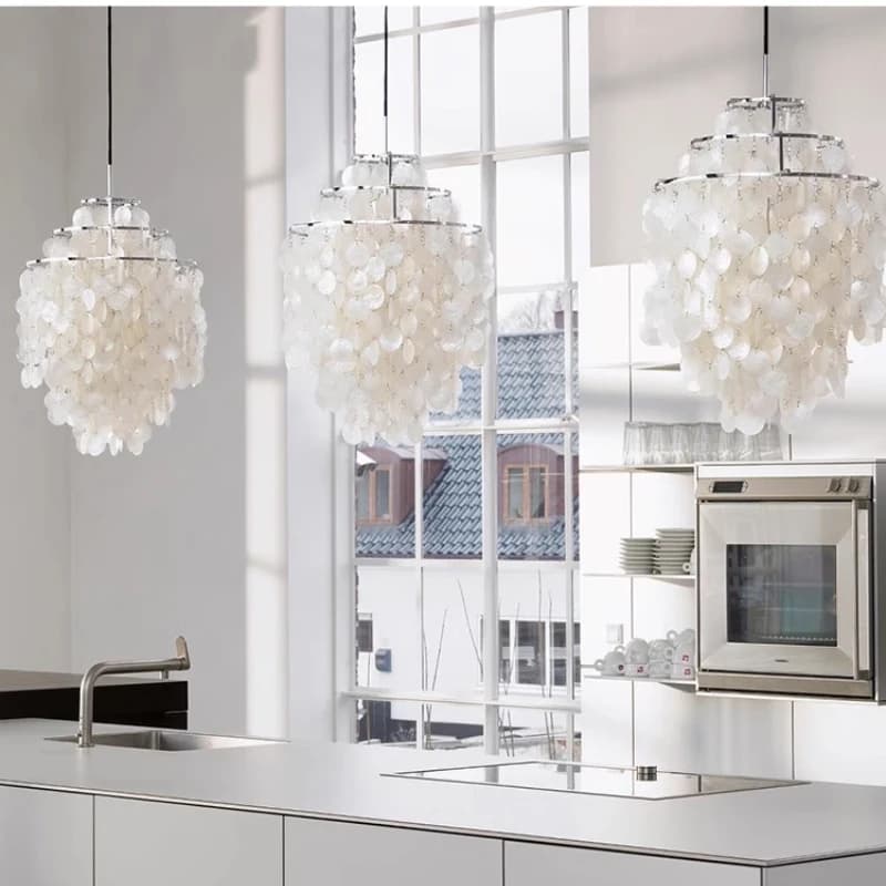 Danish French living room chandelier, hotel restaurant chandelier, designer creative bedroom seashell wind chime chandelier