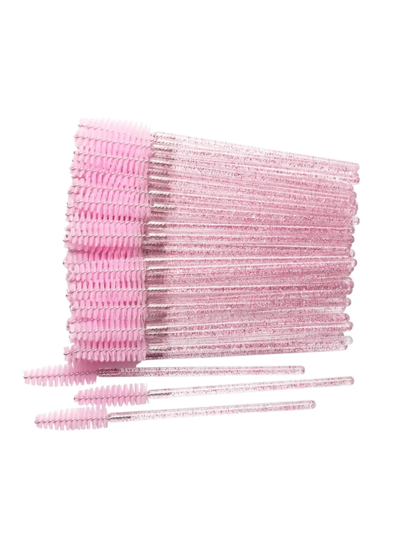 50 disposable makeup brush, crystal eyebrow brush, mascara applicator with diamond handle, tools for extension eyelashes.