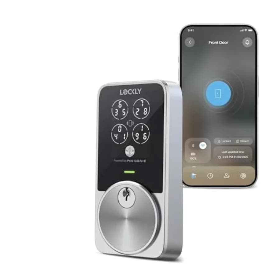 Serratura Intelligente PIN Genie Pro Serie Zeno con Accesso Senza Chiave, Compatibile con Apple Home Key, Wi-Fi Integrato, Tastierino e Serratura a Catenaccio per Porta d'Ingresso