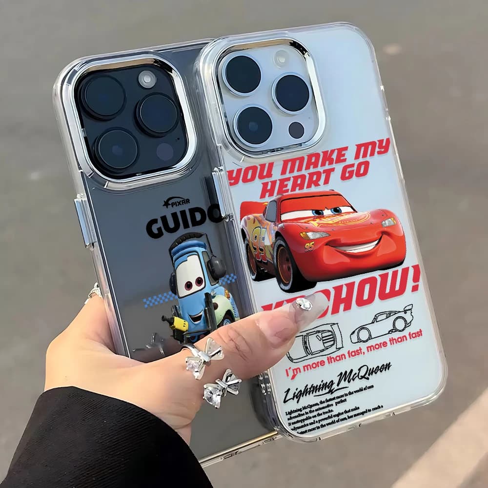 Cartoon Cars Phone Case For iPhone 17 16e 16 15 14 13 12 11 mini Pro Max X XR XSMAX 8 7 Air Plus Transparent Soft Cover