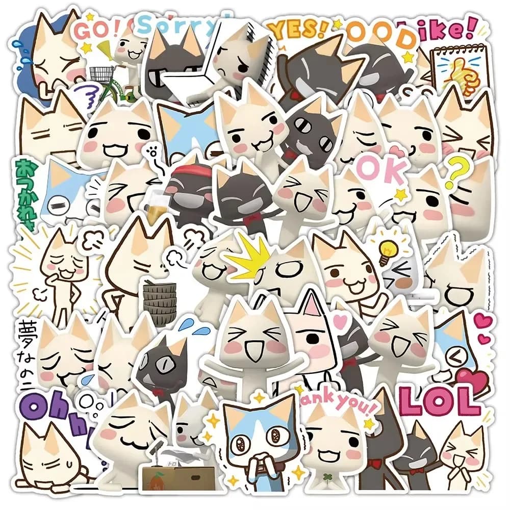 50PCS Cute Inoue Toro Stickers Cartoon Cat Meme Sticker Funny Graffiti Decals Luggage Laptop Phone Guitar Bike Kids Toys Gifts