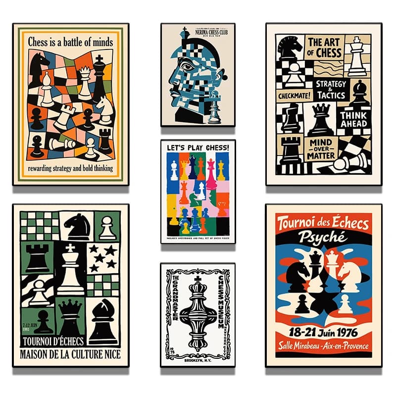 Retro Grandmaster Chess Minds Posters Classic Tournament Modern Prints Canvas Painting Wall Art Pictures Home Living Room Decor