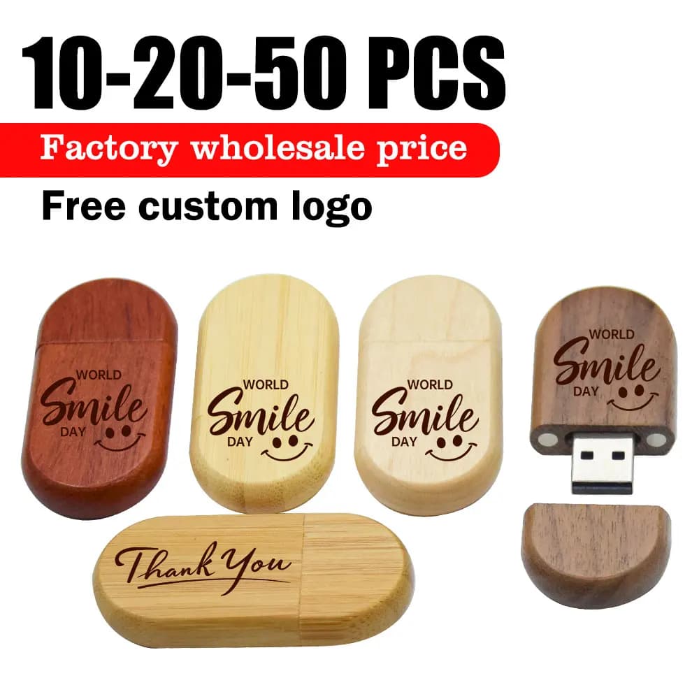 10/20/50 pz/lotto Legno USB 2.0 Chiavetta USB Pen Driver Pendrive 4 GB 8 GB 16 GB 32 GB 64 GB di memoria LOGO personale creativo all'ingrosso