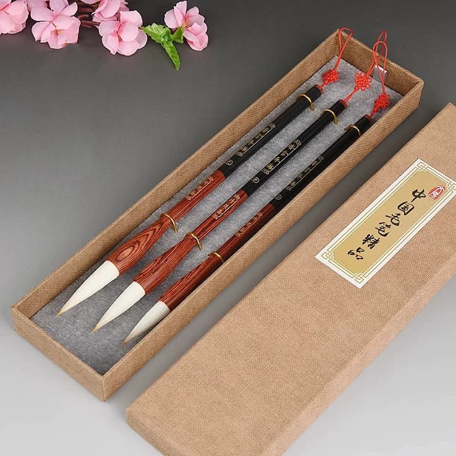 Professional Painting Brush Wolf & Goat Mixed Hair Calligraphy Set for Regular & Running Script, Chinese Drawing Calligraphy Pen