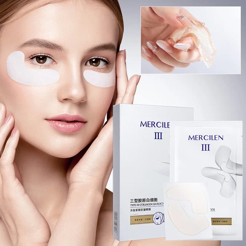 Mercilen Type Iii Collagen Peptide Firming Eye Mask, Containing Niacinamide, Vitamin E, and Hyaluronic Acid, Tightens and Nourishes the Delicate Skin Around the Eyes, Making the Area Around the Eyes Moisturized and Radiant, Suitable for All Skin Types