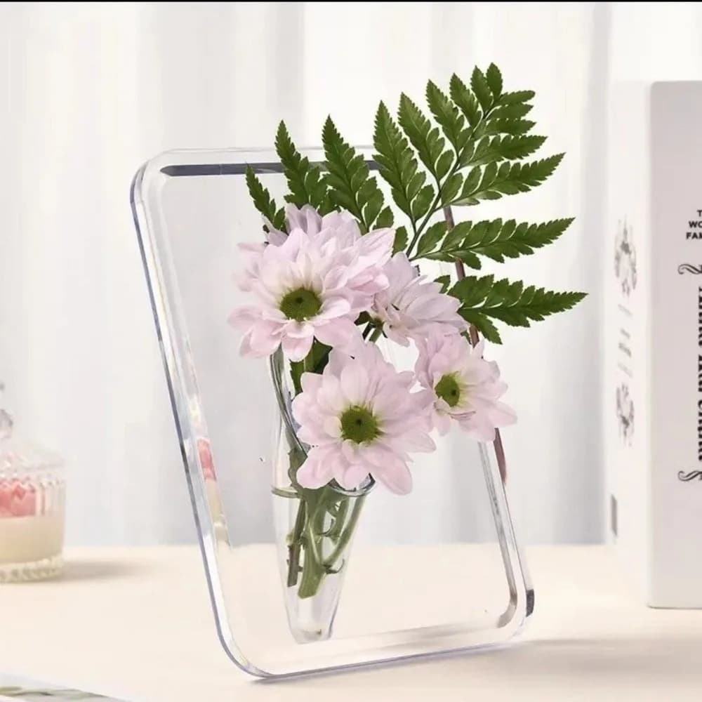 Ins Cornice per foto in acrilico Vaso trasparente per fiori freschi e secchi Contenitore per fiori Vaso per fiori idroponico Decorazioni artistiche