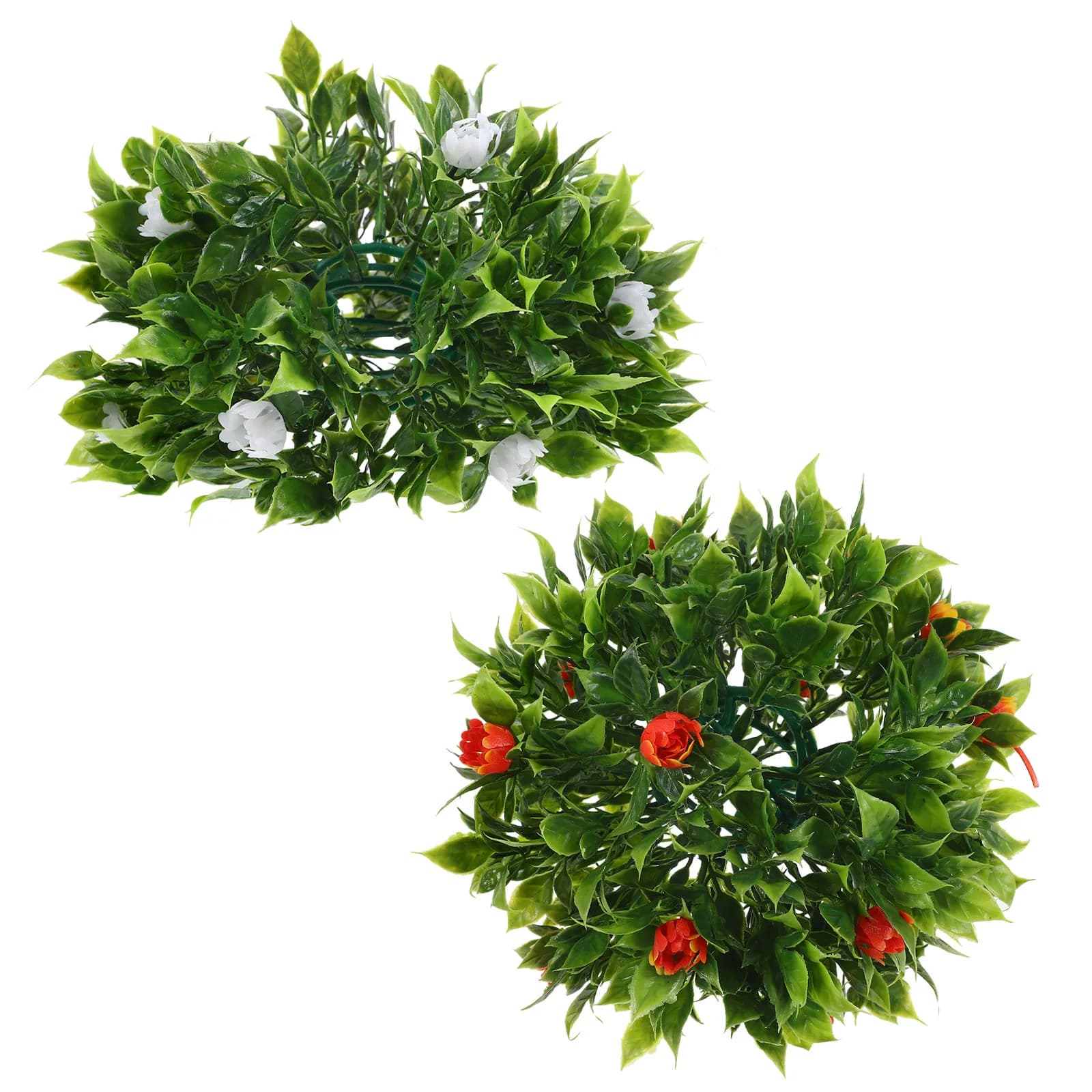 2Pcs Faux Topiary Hanging Plant Ball Artificial Grass Ball Decorative Ceiling Pendant for Home Garden Outdoor Faux Topiary