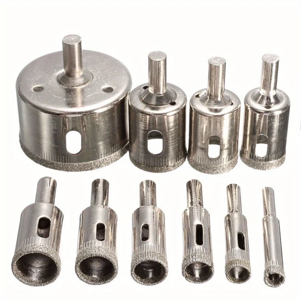 10 Piece Diamond Coated Drill Set Tile Marble Glass Hole Saws High Speed Multifunctional 0.23 to 1.26 Inch Ideal for Power Tools