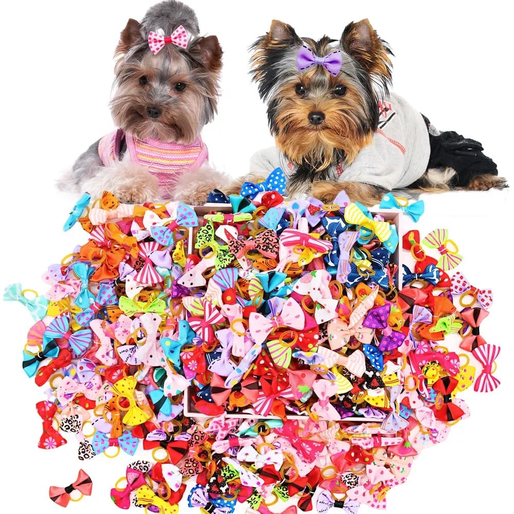 50 pezzi fiocchi per cani con elastici fiocchi per animali domestici fatti a mano per cani e gatti fiocchi per cuccioli accessori per toelettatura animali forniture per animali domestici all'ingrosso