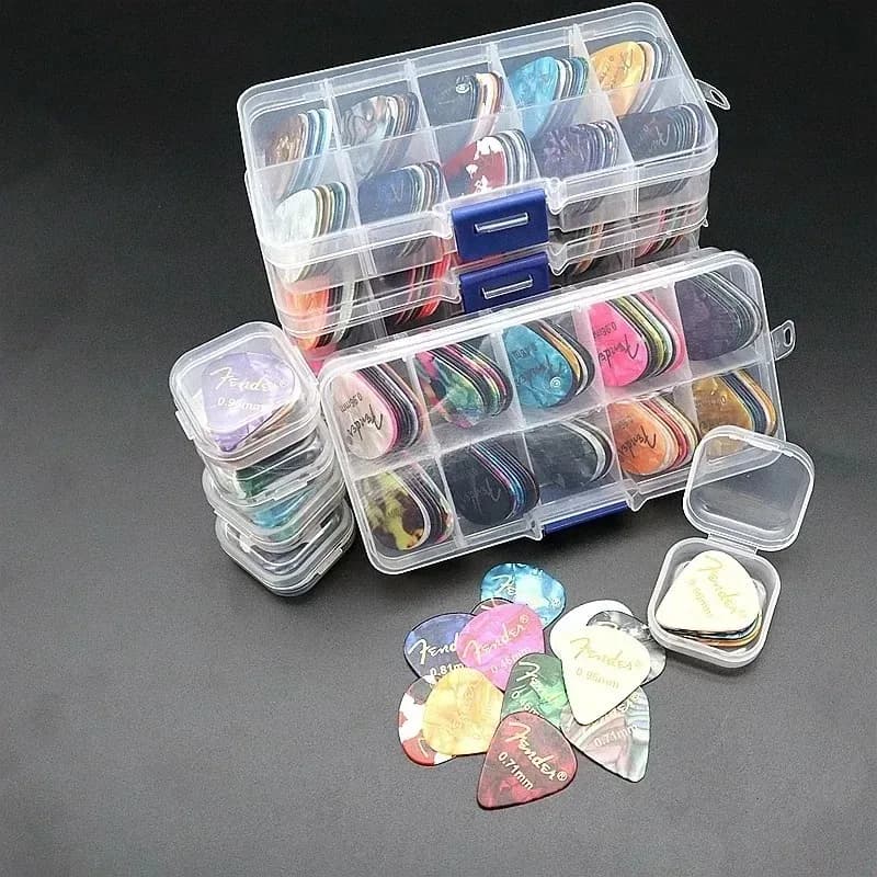 18/50/100 Pezzi Plettri per Chitarra Multicolore Misti in ABS Premium per Chitarre Acustiche, Elettriche, Bassi o Ukulele