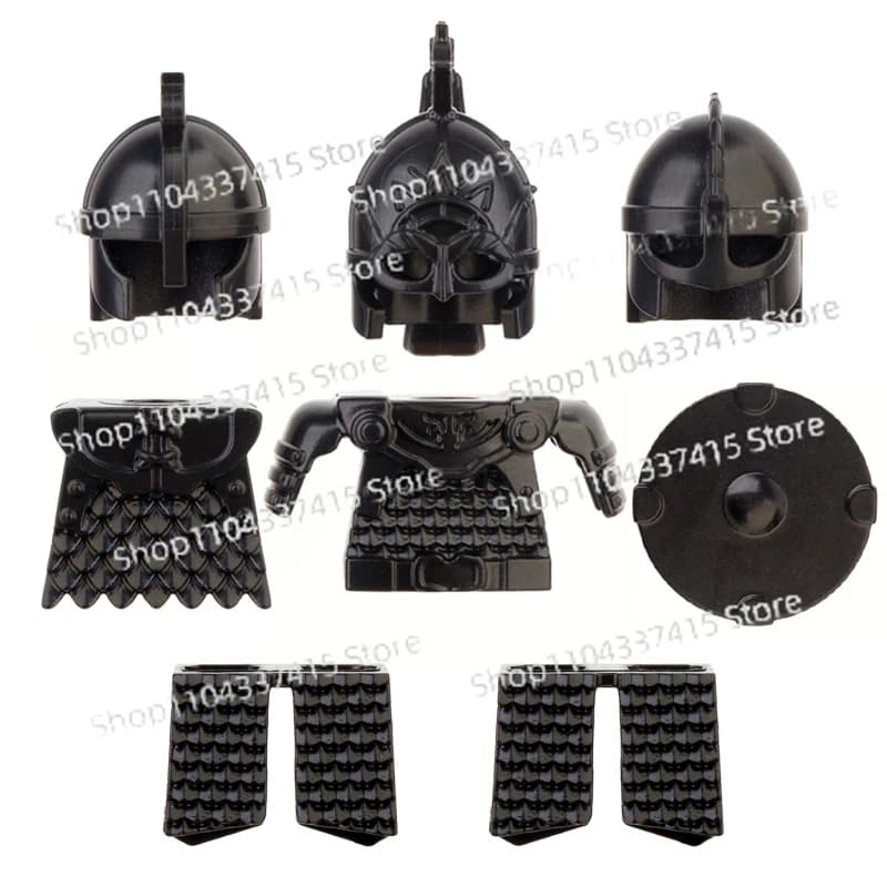 MOC Building Blocks Cavaliere Casco Arma Cartoon Anime Accessorio Modello Arma Ornamento Collezione di giocattoli fai da te per bambini Regalo