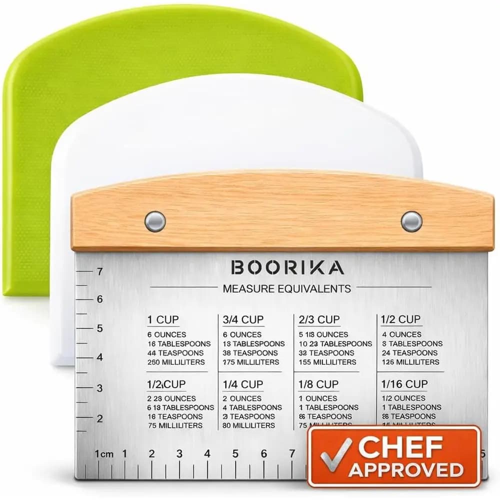 Stainless Steel Dough Scraper & Bench Scraper for Sourdough, Pizza, and Griddle Cooking - NSF Approved