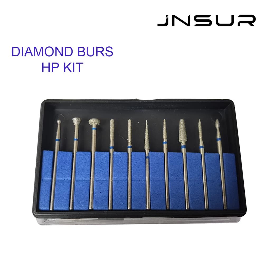 10 pz/scatola Dentale HP Frese Diamantate KIT Tecnico Frese Punte Da Taglio Dentista Lab Materiale In Acciaio Unghie Gioielli Lucidatura Fornitura