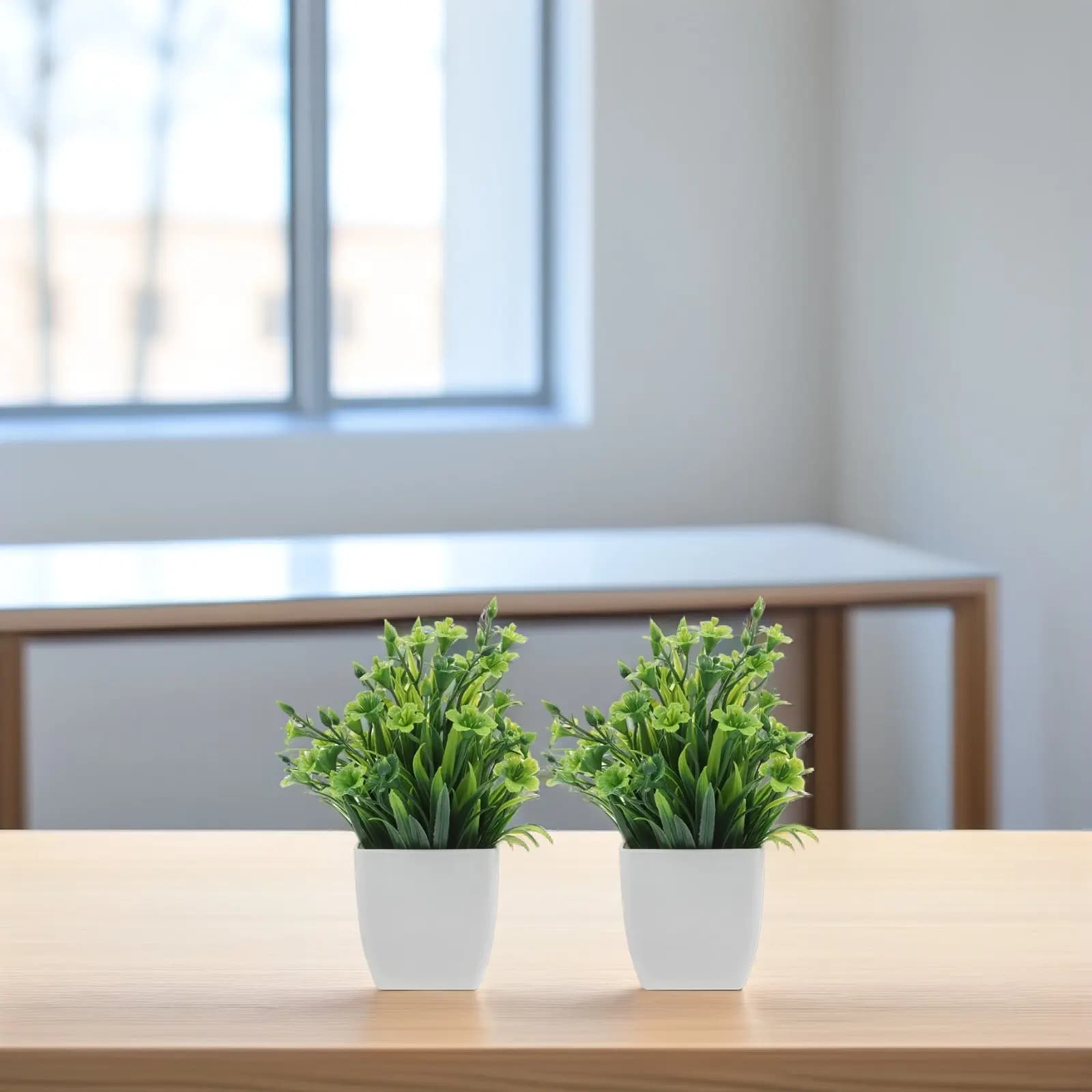 2 Pezzi di Piccole Piante Bonsai Artificiali, Finte Piante Verdi in Vaso per Interni, Decorazione Realistica per Casa e Scrivania