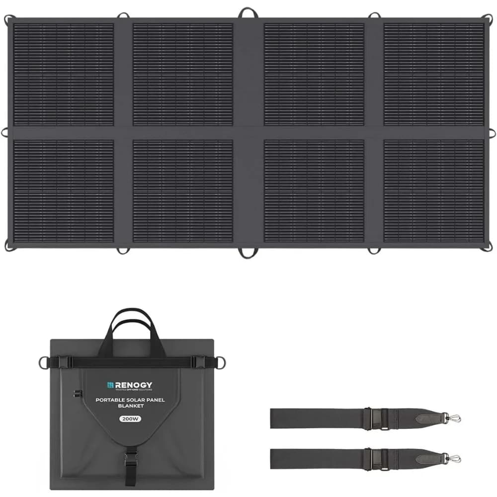 Coperta per pannello solare Renogy da 200 Watt, pannelli solari pieghevoli portatili di tipo N, altezza del 25% leggera, 8 pieghe salvaspazio, Q