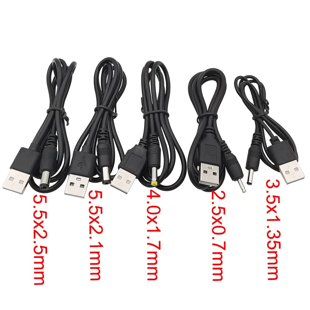 USB Tipo A Maschio a 2.5*0.7 3.5*1.35 4.0*1.7 5.5*2.1 5.5*2.5mm Spina di Alimentazione DC Cavo 5V Barilotto Martinetti connettore Caricatore Linea Estesa