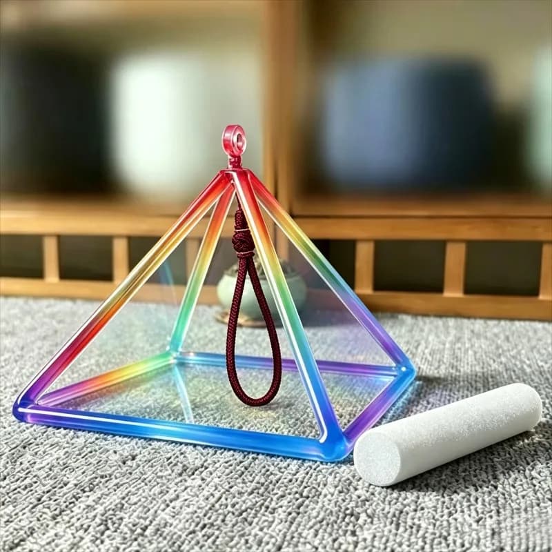 Colorful Crystal Singing Pyramid Sound Healing Singing Pyramid Meditation Yoga Quartz Merkaba Relax Percussion Instruments