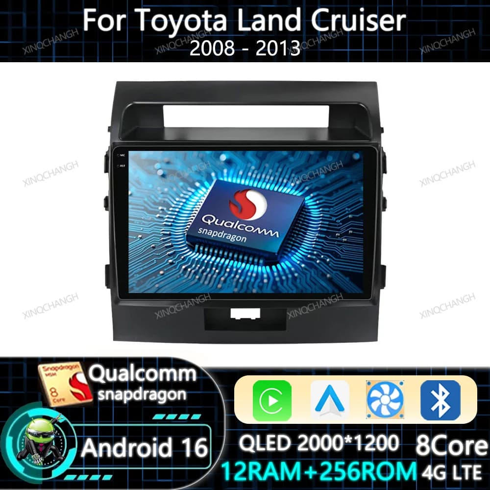 Android 15 Car Radio Carplay Auto For Toyota Land Cruiser 100 2002 - 2007 4G WIFI 2DIN BT QLED Navigation Qualcomm GPS Head Unit