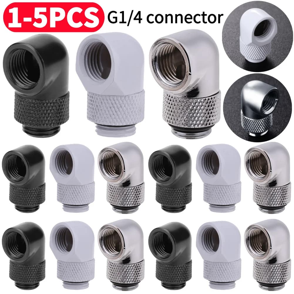 2PCS G1/4 Thread Rotating 90 Degree Elbow Fitting Adapter Rotary Fitting Water Cooled Connector for PC Water Cooling System