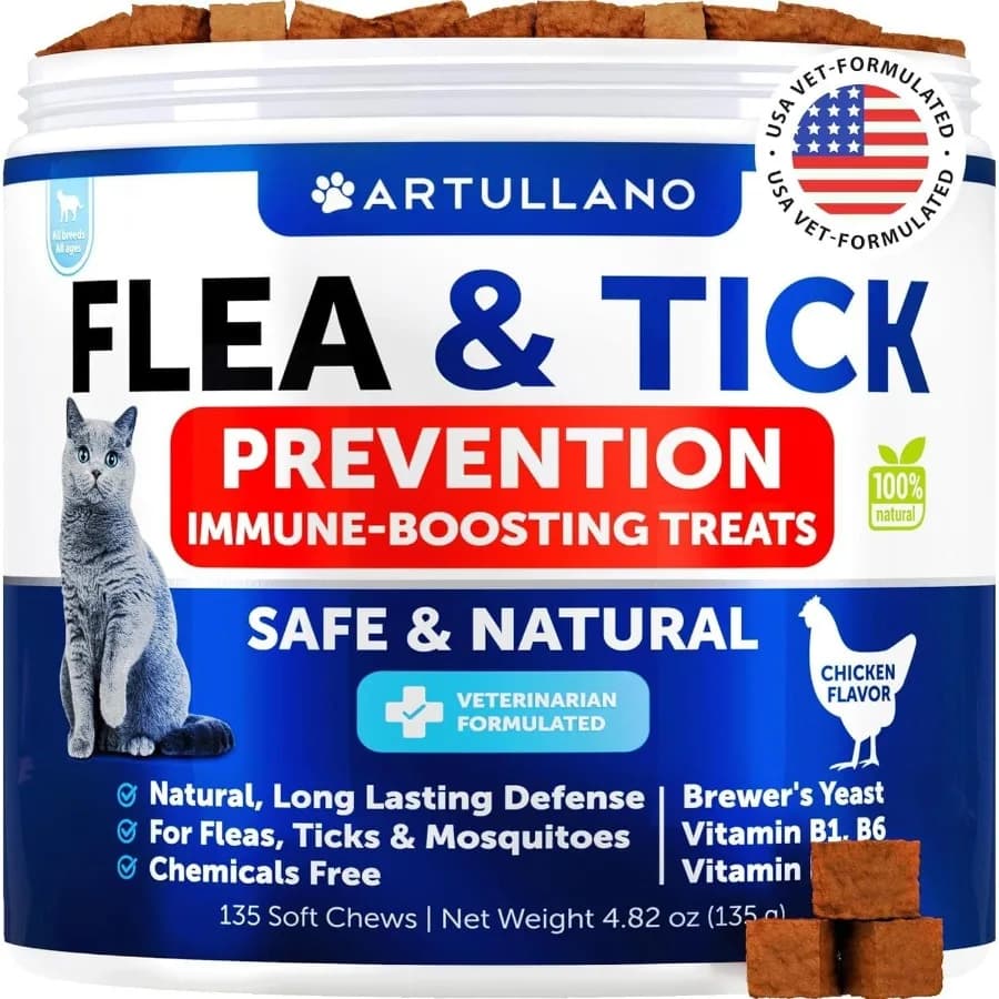 Treatment of fleas for cats Natural supplement for the prevention of fleas and ticks for cats Gattini Daily oral pills chewable with vitamins 13