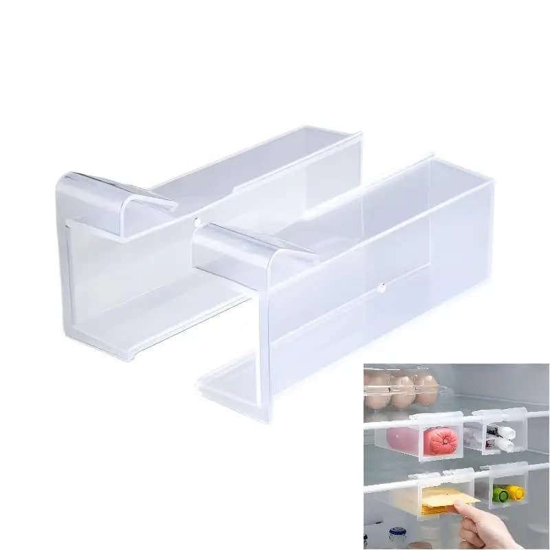 New Kitchen Fruit Food Storage Box Plastic Clear Fridge Organizer Slide Under Shelf Drawer Box Rack Holder Refrigerator Drawer