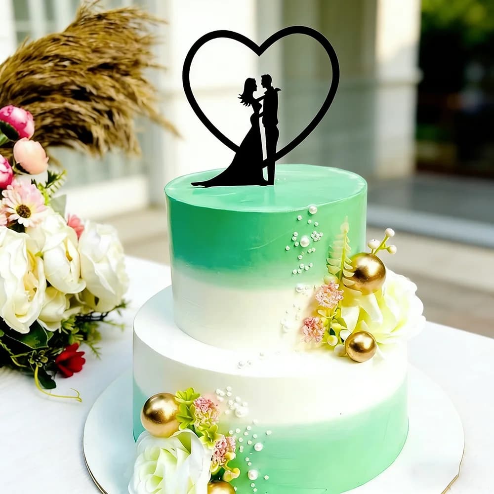 Chic INS Mr&Mrs Happy Wedding Cake Topper Black Acrylic Bride Groom For Valentines Day Party Wedding Gift Dessert Decor Supplies