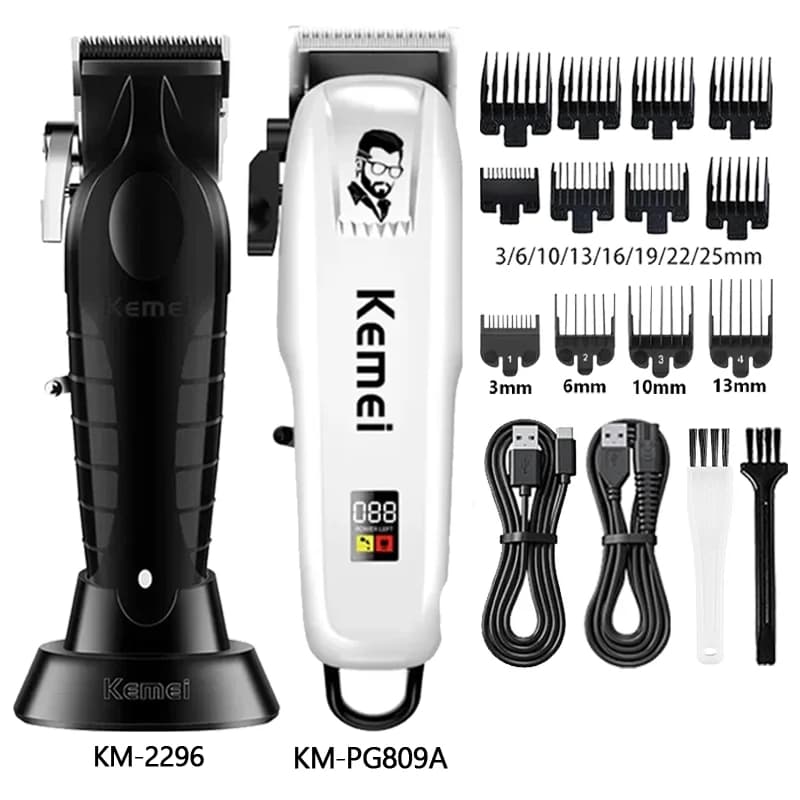 Kemei Hair Clipper Km-2296 Km-PG809A Km-2024 Cordless Beard Trimmer Electric Hair Clipper for Men Professional Hair Trimmer Kit
