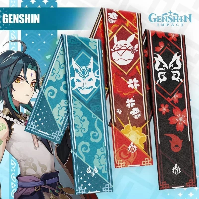Anime Genshin Impact Sciarpa morbida Zhongli Hutao Cartoon Scialle caldo Avvolgere Genshin Klee Silenziatore spesso Fazzoletto da collo Sciarpa invernale