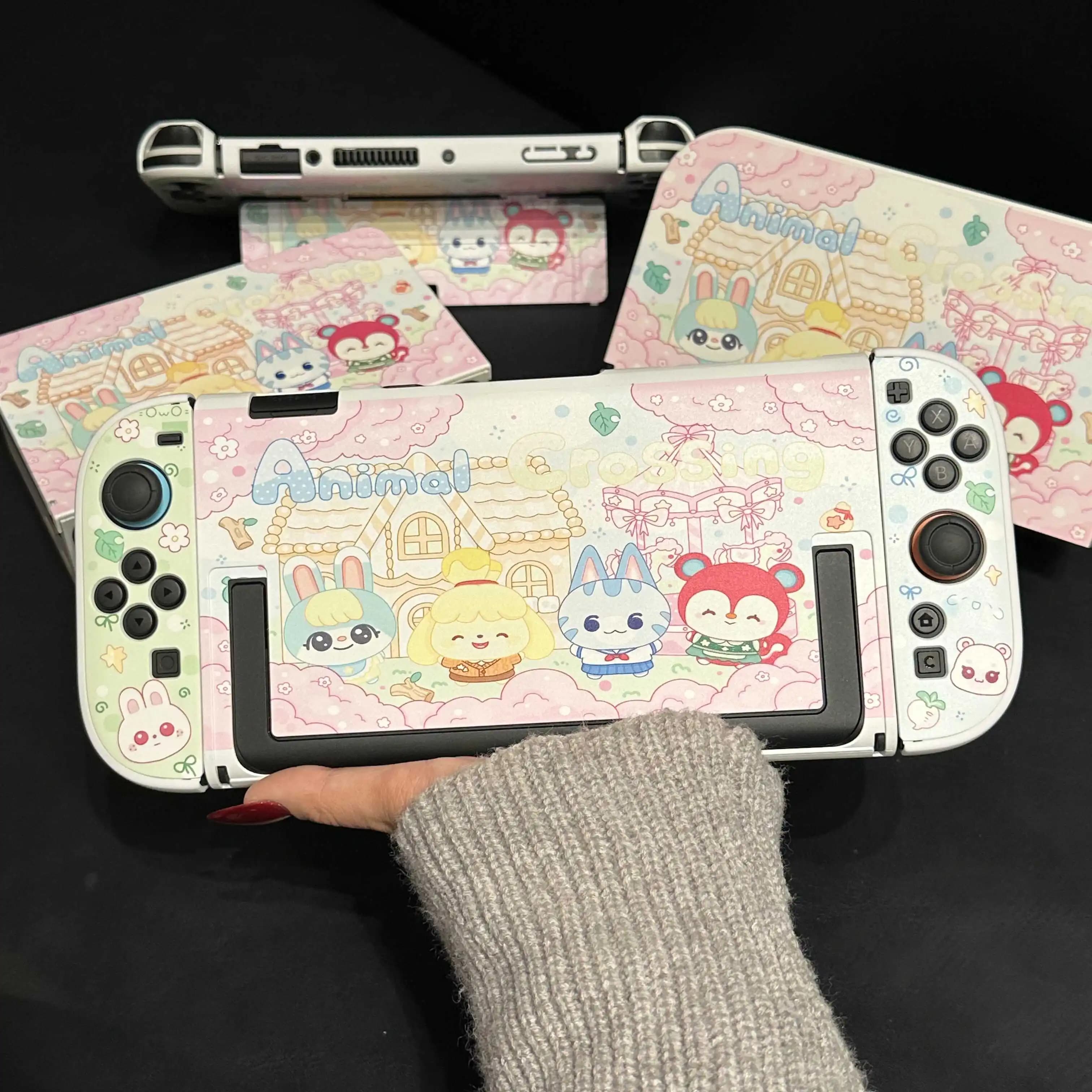 Custodia Protettiva Kawaii Carina per Nintendo Switch 2/OLED, Cover per Console da Gaming Anime, Guscio per Joy-Con Split-Type e Dock