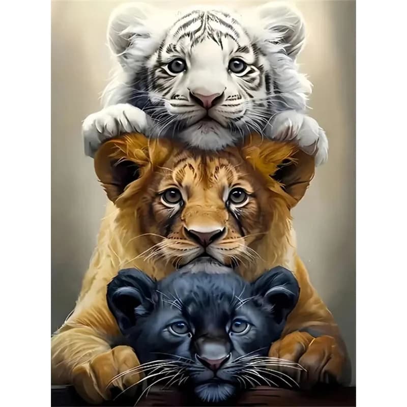 Frameless, Full Square Round Diamond Mosaic Tiger Animal DIY Diamond Painting Lion Cross Stitch Leopard Embroidery Home Decor