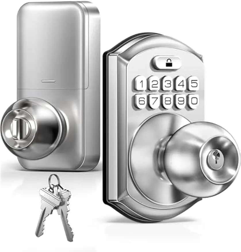 Serratura intelligente per porta con ingresso senza chiave con maniglia, serratura automatica con codice digitale per la sicurezza della porta d'ingresso della camera da letto