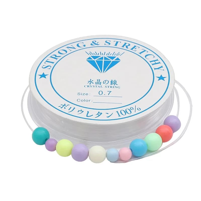 White Crystal Transparent Elastic Wire for Beading, Materials for Creation of Fa-da-Te Jewelry and Craftsmanship