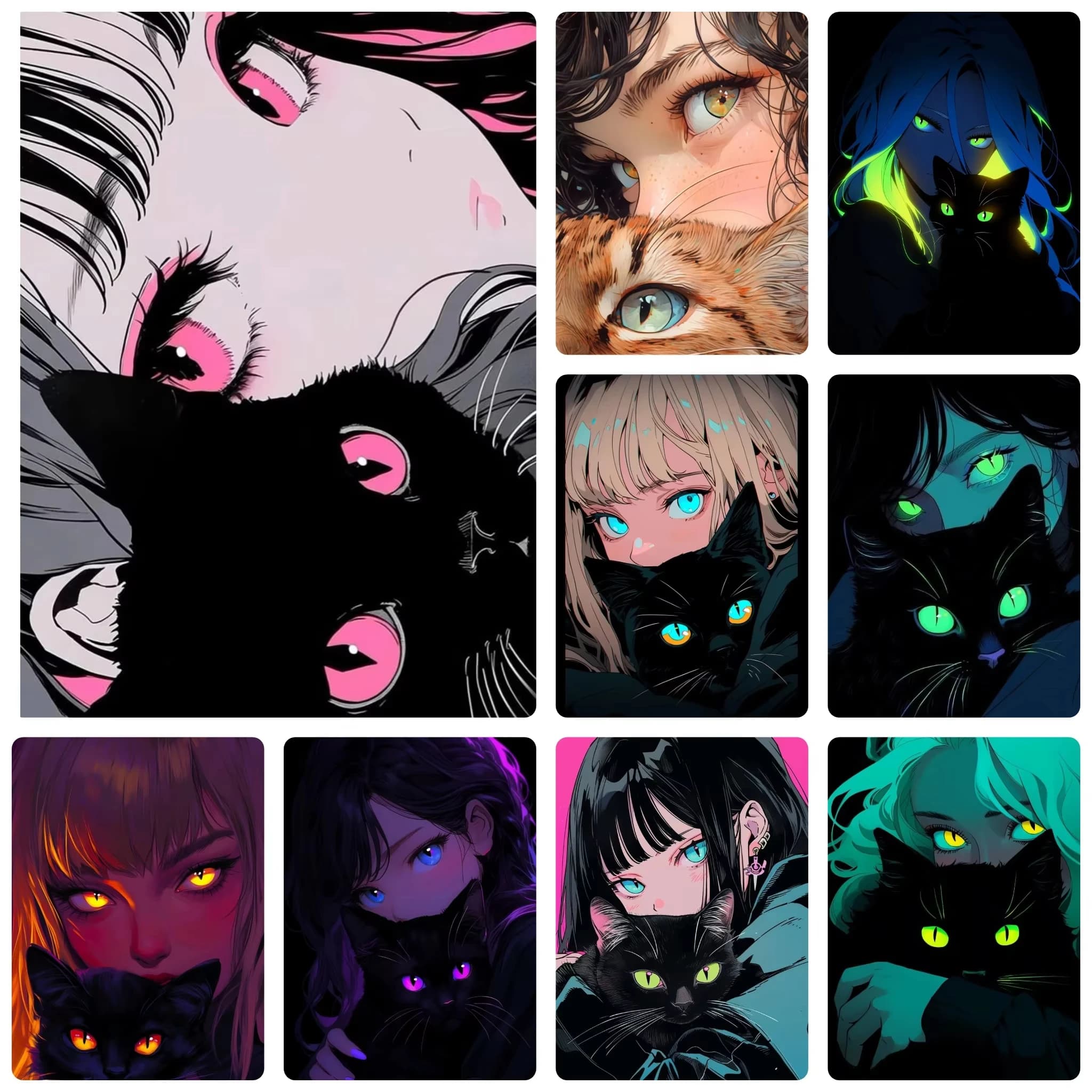 Acrylic Paint By Numbers Anime Maiden Black Cat Painting By Numbers on Canvas Coloring By Number for Adults Paint Digital Art