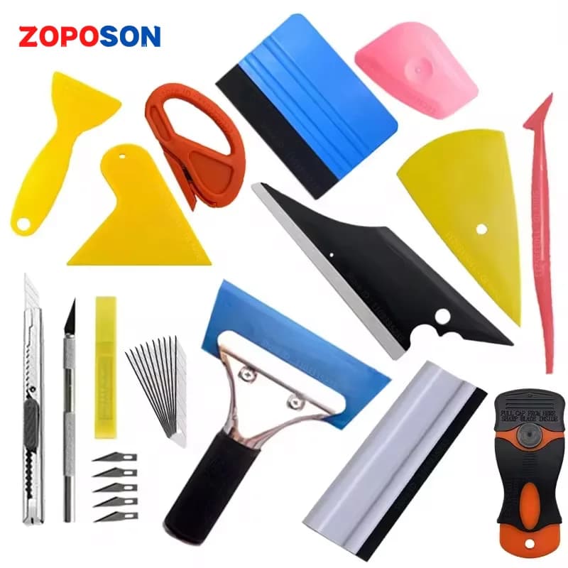 Hot Carbon Fiber Car Tools Vinyl Wrap Film Sticker Wrapping Auto Window Tint Foil Magnetic Stick Squeegee Razor Scraper Tool
