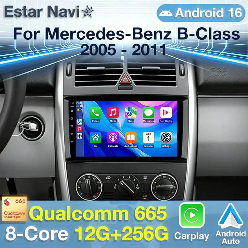 Sistema Multimediale Android 16 CarPlay per Mercedes-Benz Classe B T245 2005-2011, Vito3 W447 2014-2020, Vito2 Viano2 2003-2015, W639 Sprinter