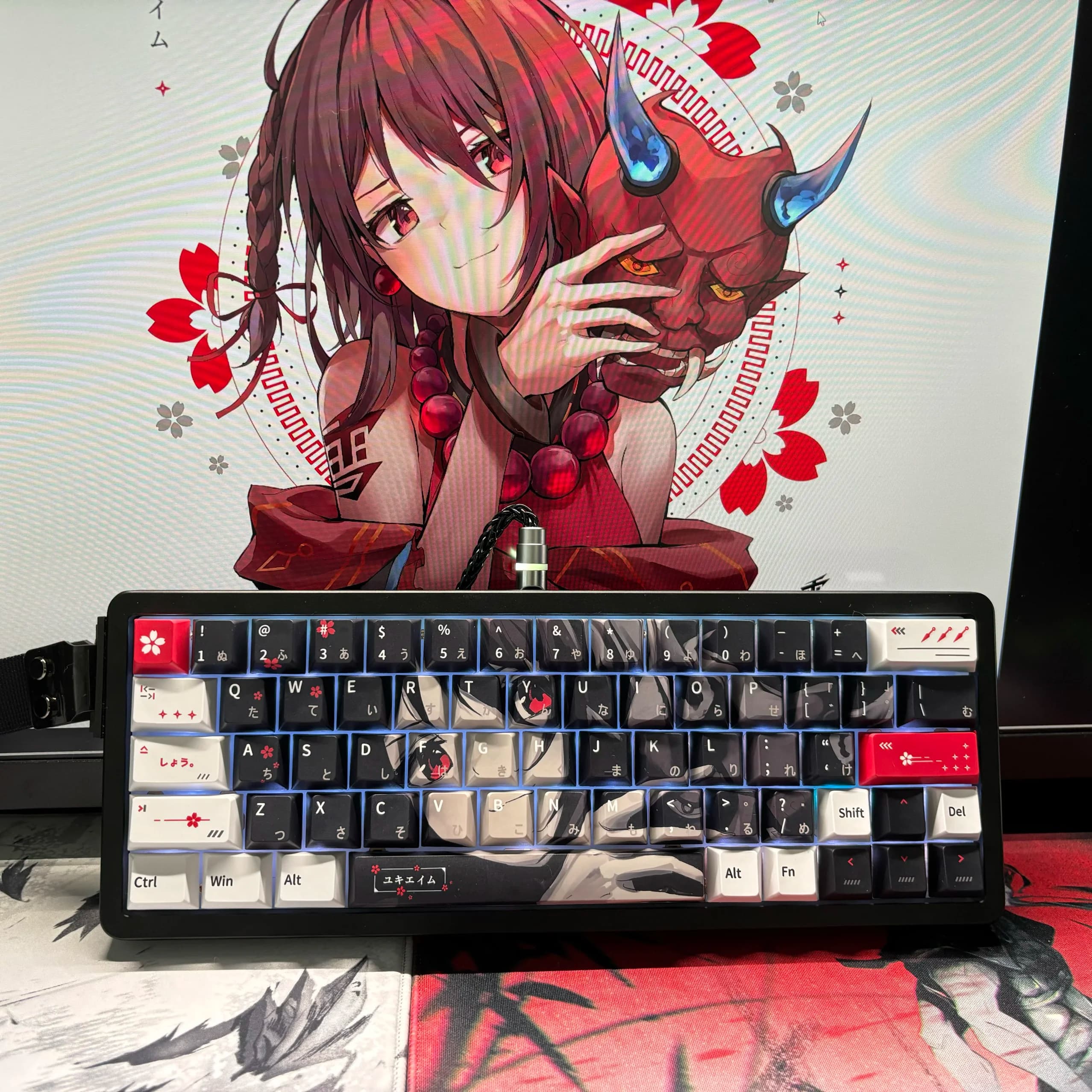 74 tasti Yuki Aim Anime Keycaps Cartoon PBT Keycap Chreey Keycaps Giappone Key Cap Dye-sub Tastiera meccanica Caps per Mad68/ez63
