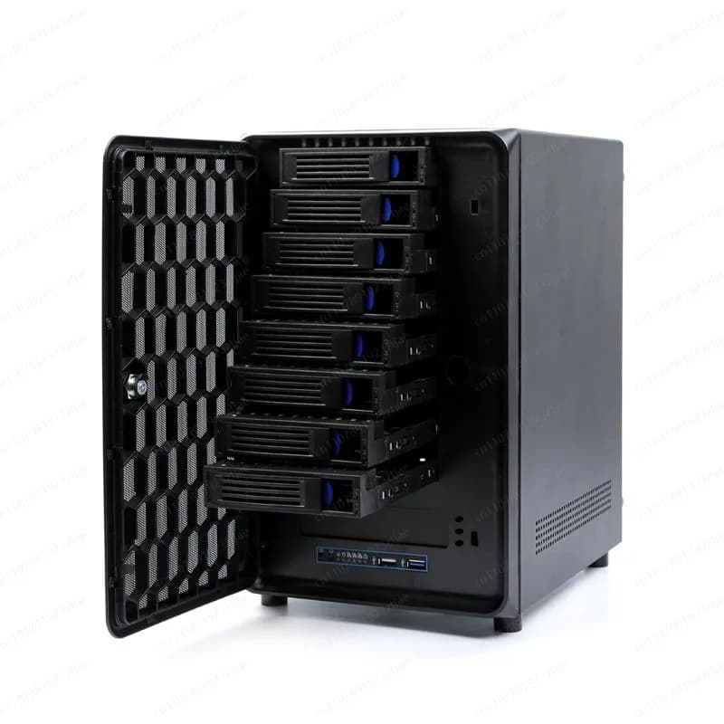 Multi-Bay Hot-Swap NAS Chassis – DIY Quiet Storage Server with ITX Mainboard & FLEX PSU for Network Attached Storage