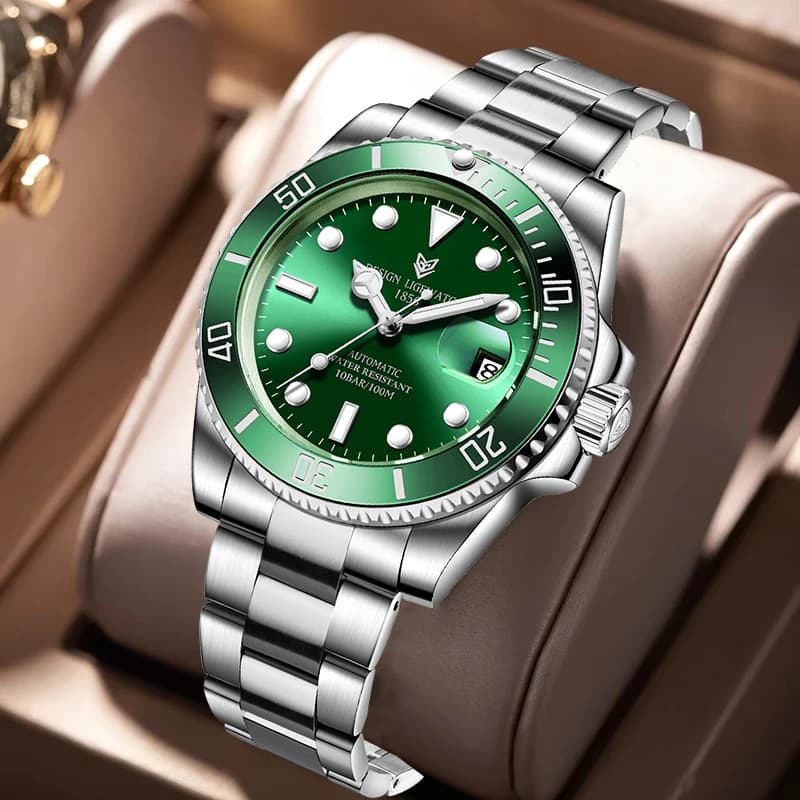 LIGE Orologio da uomo di lusso alla moda Classico cinturino casual in acciaio inossidabile con data automatica Orologi meccanici luminosi impermeabili per regali da uomo