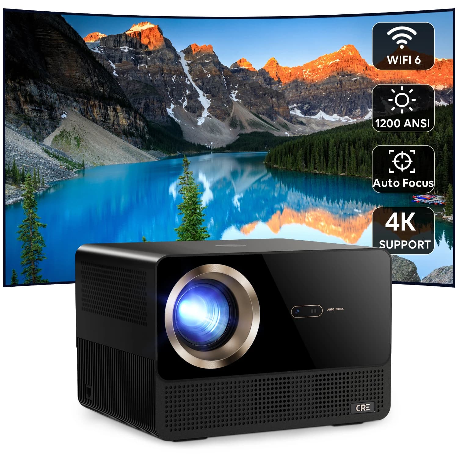 Proiettore LED Portatile CR67 Smart Android WIFI, Mini Proiettore Tascabile per Home Theater, 1080P LCD LED 4K